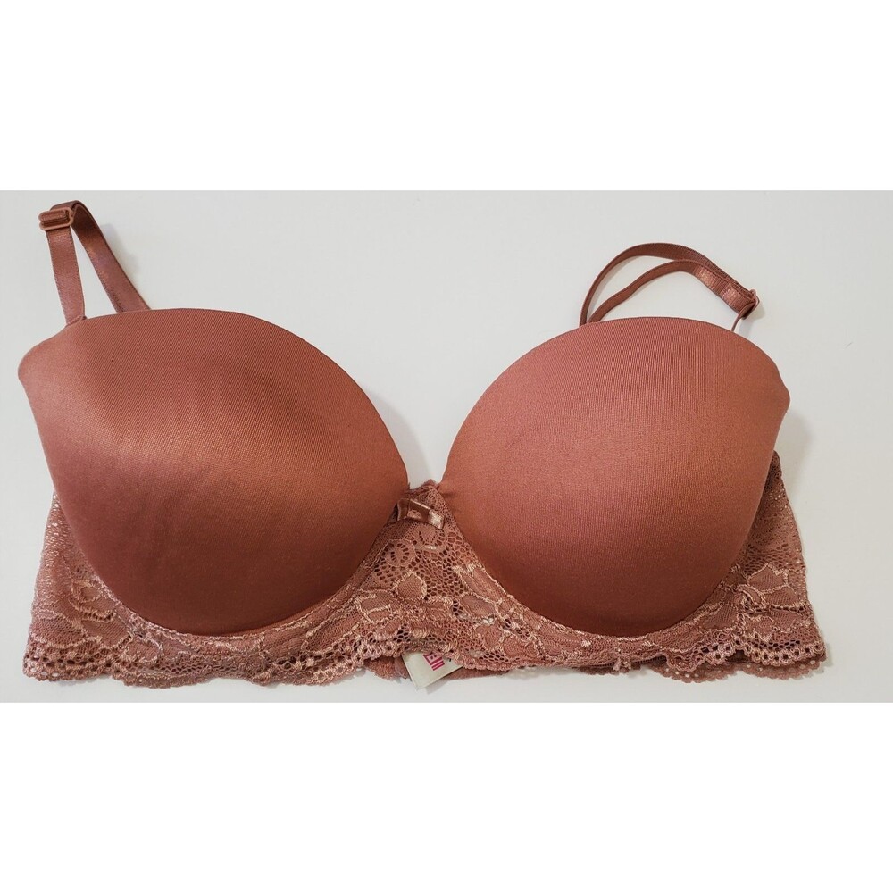 Curve Necessities Bra Covertible 34C Lace Copper Brown Padded Underwire Adjusts